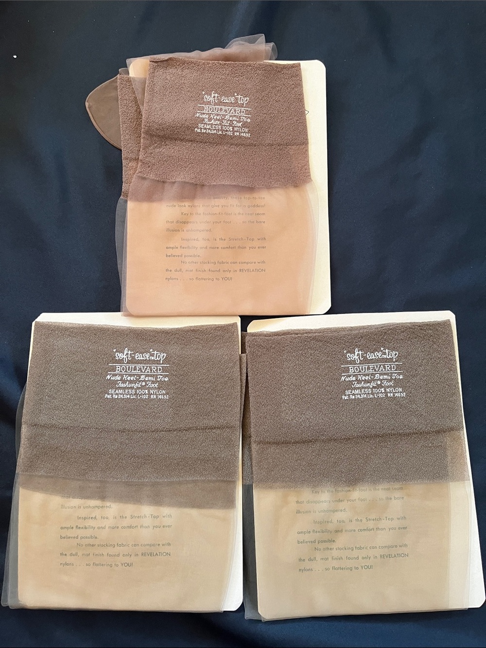 3pr Vtg BOULEVARD Seamless Nylon Stockings For Garters 9.5 NWOB **READ**